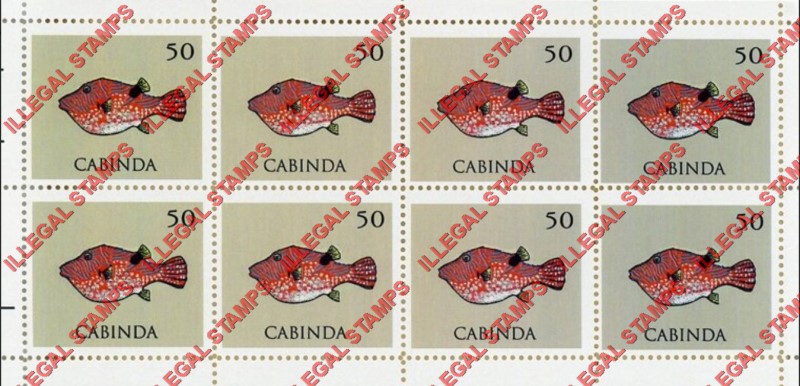 Cabinda 2011 Tropical Fish Red Triggerfish Counterfeit Illegal Stamp Souvenir Sheet of 8 Cabinda 2011 Tropical Fish Red Triggerfish Counterfeit Illegal Stamp Souvenir Sheet of 8