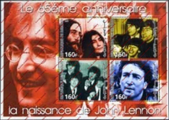 Djibouti 2005 John Lennon The Beatles Illegal Stamp Souvenir Sheet of 4 Djibouti 2005 John Lennon The Beatles Illegal Stamp Souvenir Sheet of 4