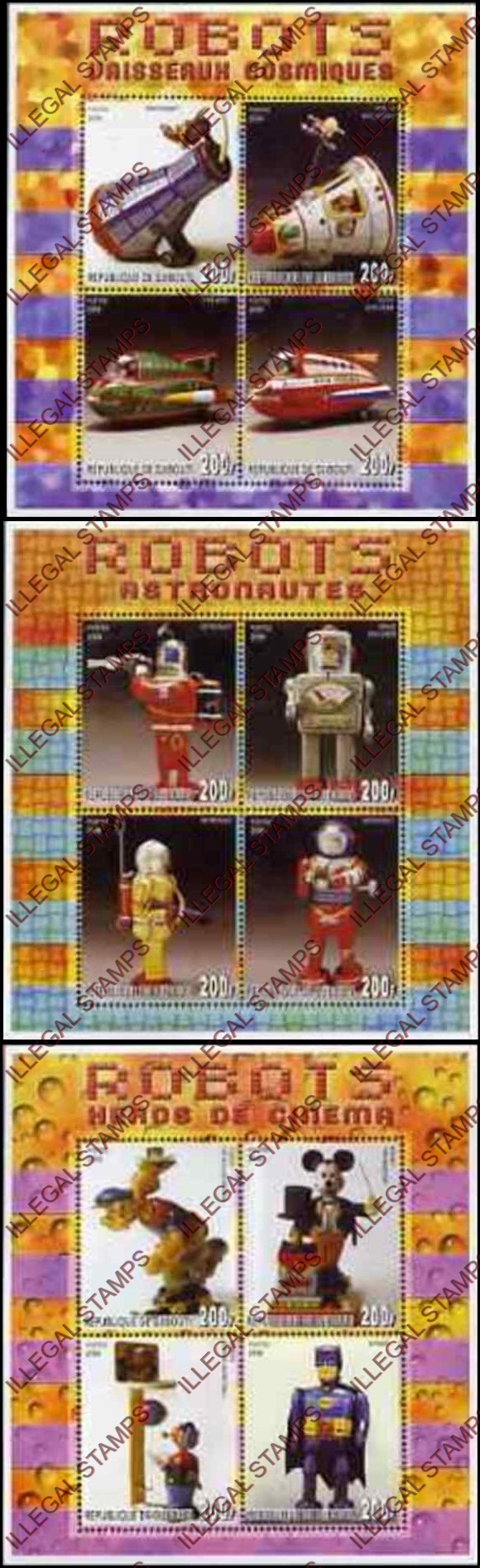 Djibouti 2006 Robots Illegal Stamp Souvenir Sheets of 4 Djibouti 2006 Robots Illegal Stamp Souvenir Sheets of 4