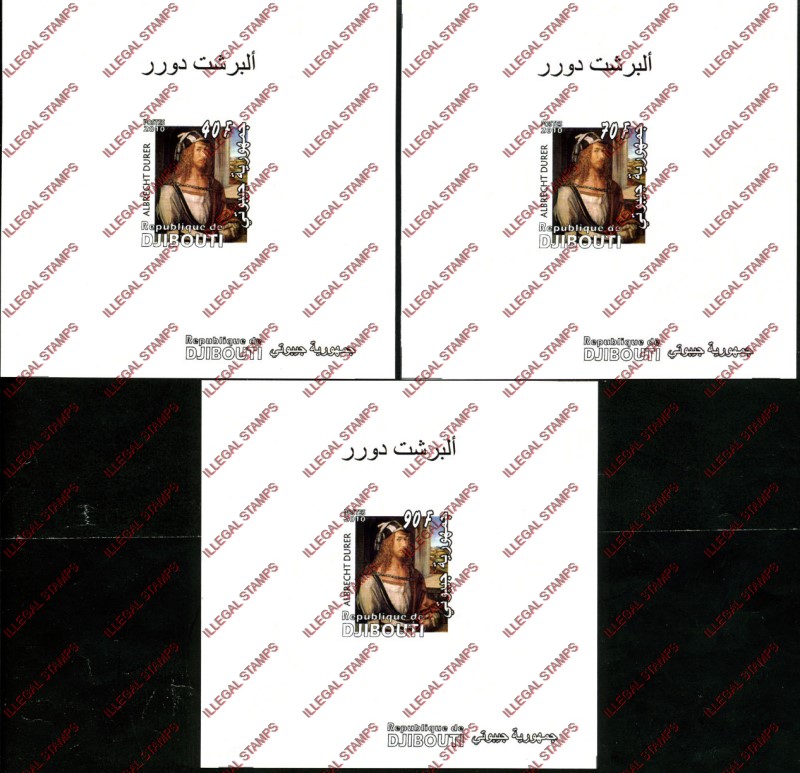 Djibouti 2010 Durer Paintings Illegal Stamp Deluxe Souvenir Sheets of 1 from the Souvenir Sheet Djibouti 2010 Durer Paintings Illegal Stamp Deluxe Souvenir Sheets of 1 from the Souvenir Sheet