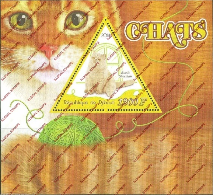 Djibouti 2014 Cats Illegal Stamp Souvenir Sheet of 1
