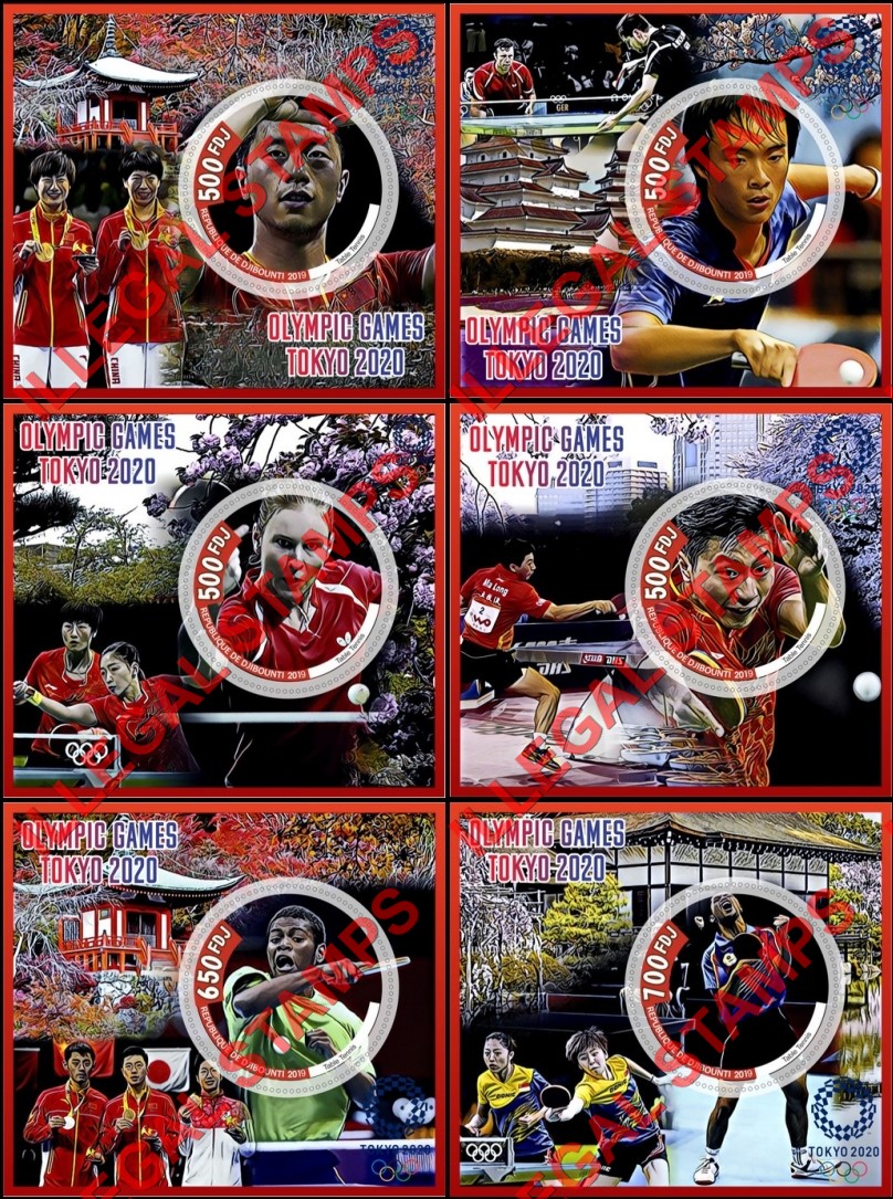 Djibouti 2019 Olympic Games in Tokyo 2020 Table Tennis Illegal Stamp Souvenir Sheets of 1 Djibouti 2019 Olympic Games in Tokyo 2020 Table Tennis Illegal Stamp Souvenir Sheets of 1