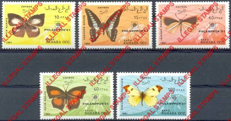 Sahara Occ. RASD 1991 Butterflies Counterfeit Illegal Stamp Set of 5 Sahara Occ. RASD 1991 Butterflies Counterfeit Illegal Stamp Set of 5
