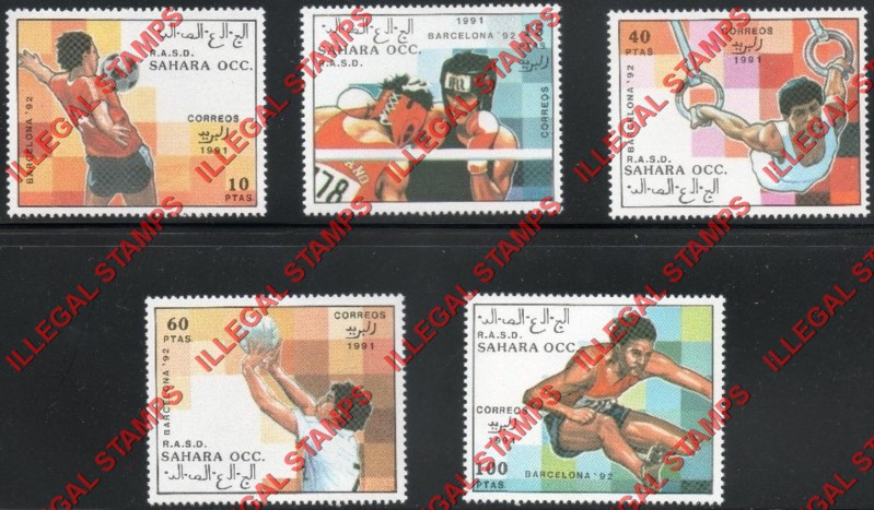 Sahara Occ. RASD 1991 Olympic Games in Barcelona in 1992 Counterfeit Illegal Stamp Set of 5 Sahara Occ. RASD 1991 Olympic Games in Barcelona in 1992 Counterfeit Illegal Stamp Set of 5