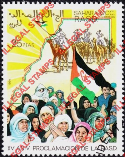 Sahara Occ. RASD 1991 15th Anniversary of the Proclamation of the R.A.S.D. Counterfeit Illegal Stamp Sahara Occ. RASD 1991 15th Anniversary of the Proclamation of the R.A.S.D. Counterfeit Illegal Stamp