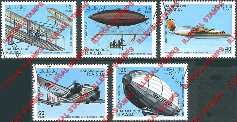 Sahara Occ. RASD 1993 Aircraft Counterfeit Illegal Stamp Set of 5 Sahara Occ. RASD 1993 Aircraft Counterfeit Illegal Stamp Set of 5