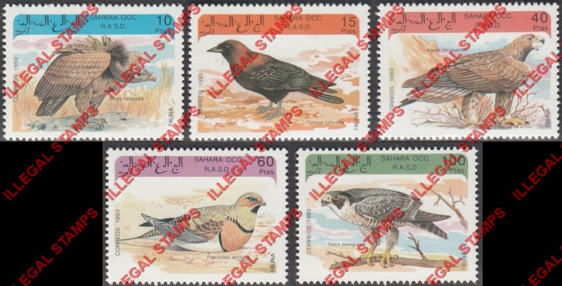 Sahara Occ. RASD 1993 Birds Counterfeit Illegal Stamp Set of 5 Sahara Occ. RASD 1993 Birds Counterfeit Illegal Stamp Set of 5