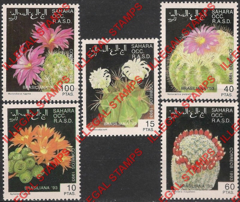 Sahara Occ. RASD 1993 Cactus Flowers Counterfeit Illegal Stamp Set of 5 Sahara Occ. RASD 1993 Cactus Flowers Counterfeit Illegal Stamp Set of 5