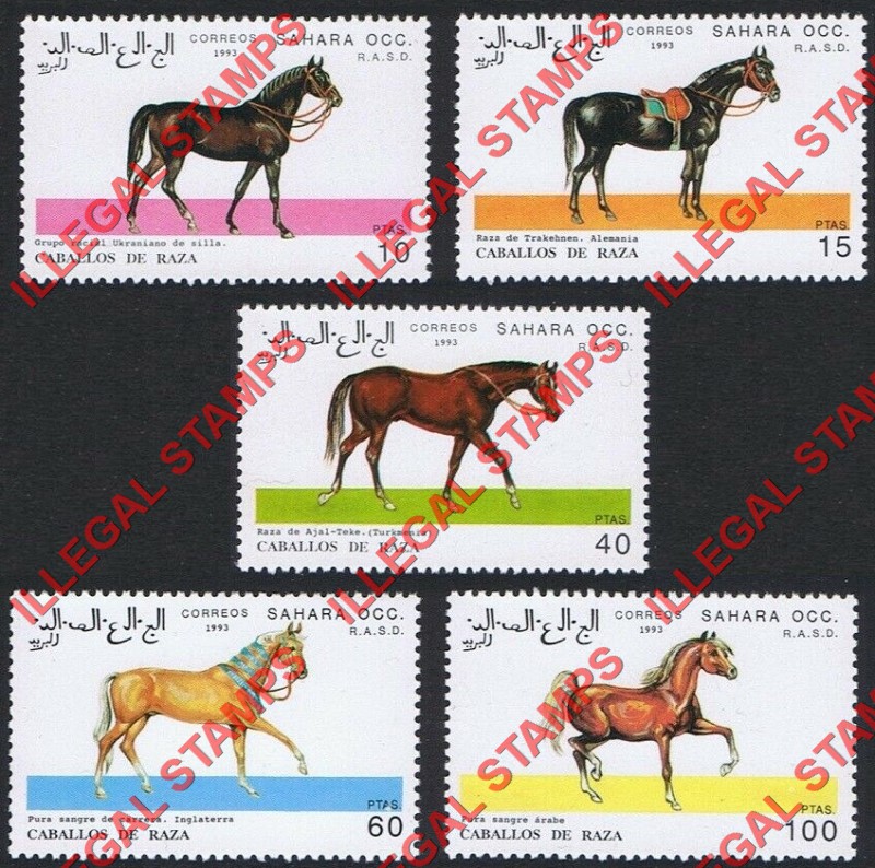 Sahara Occ. RASD 1993 Horses Counterfeit Illegal Stamp Set of 5 Sahara Occ. RASD 1993 Horses Counterfeit Illegal Stamp Set of 5