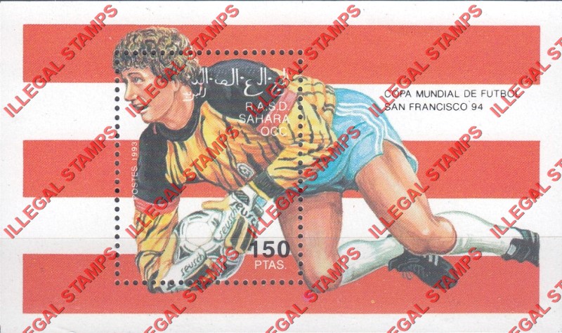 Sahara Occ. RASD 1993 World Cup Soccer in San Francisco in 1994 Counterfeit Illegal Stamp Souvenir Sheet of 1 Sahara Occ. RASD 1993 World Cup Soccer in San Francisco in 1994 Counterfeit Illegal Stamp Souvenir Sheet of 1