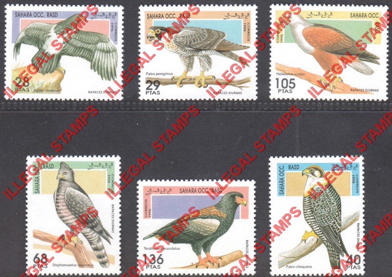 Sahara Occ. RASD 1995 Birds of Prey Counterfeit Illegal Stamp Set of 5 Sahara Occ. RASD 1995 Birds of Prey Counterfeit Illegal Stamp Set of 5