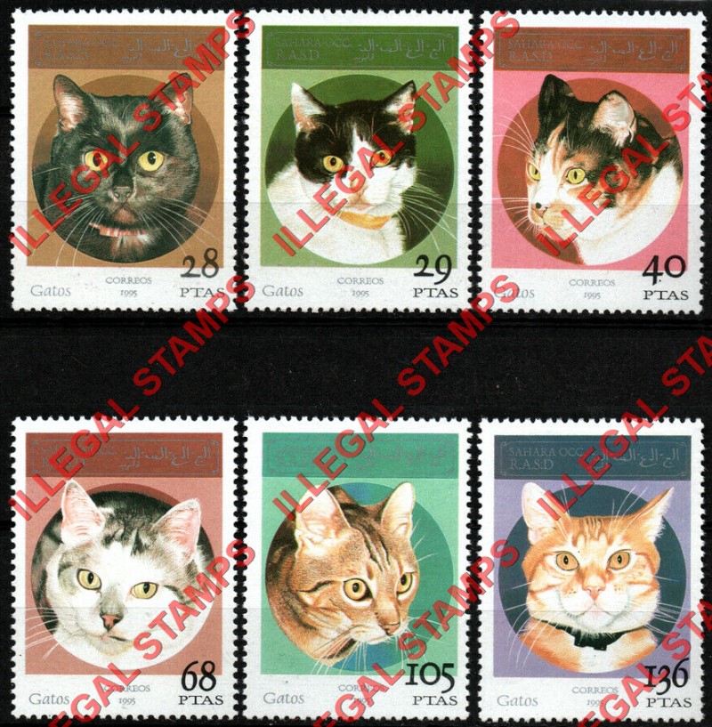 Sahara Occ. RASD 1995 Cats Counterfeit Illegal Stamp Set of 6 Sahara Occ. RASD 1995 Cats Counterfeit Illegal Stamp Set of 6