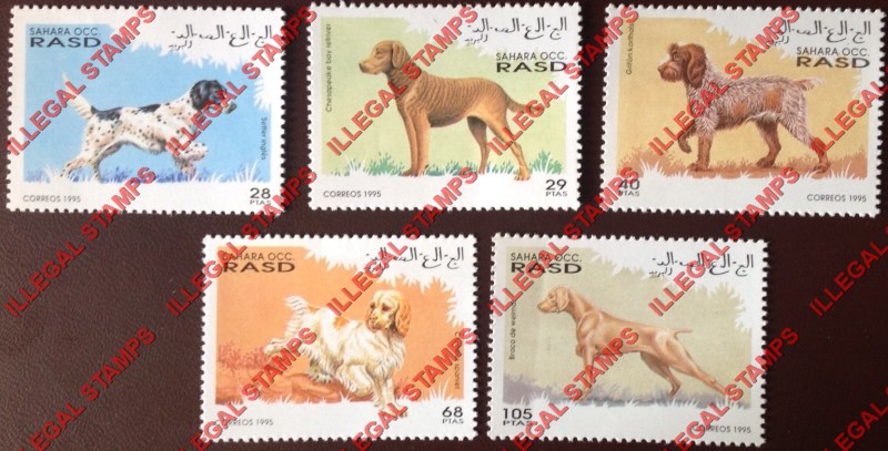 Sahara Occ. RASD 1995 Dogs Counterfeit Illegal Stamp Set of 5 Sahara Occ. RASD 1995 Dogs Counterfeit Illegal Stamp Set of 5