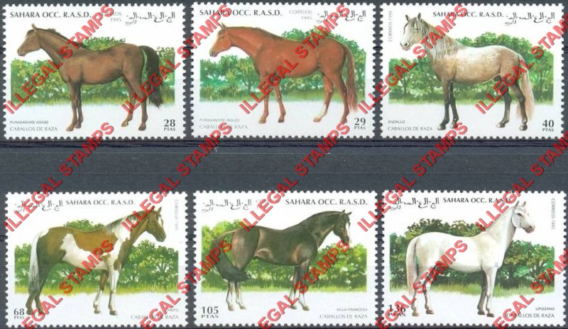 Sahara Occ. RASD 1995 Horses Counterfeit Illegal Stamp Set of 6 Sahara Occ. RASD 1995 Horses Counterfeit Illegal Stamp Set of 6