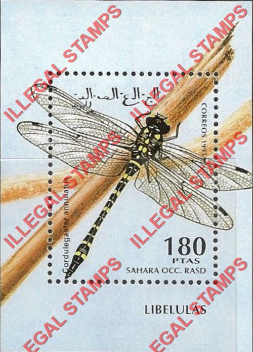 Sahara Occ. RASD 1995 Insects Counterfeit Illegal Stamp Souvenir Sheet of 1 Sahara Occ. RASD 1995 Insects Counterfeit Illegal Stamp Souvenir Sheet of 1