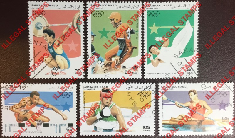 Sahara Occ. RASD 1995 Olympic Games in Atlanta in 1996 Counterfeit Illegal Stamp Set of 6 Sahara Occ. RASD 1995 Olympic Games in Atlanta in 1996 Counterfeit Illegal Stamp Set of 6