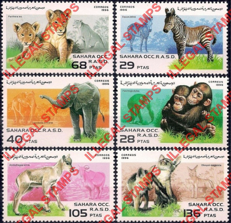 Sahara Occ. RASD 1996 Animals Fauna Counterfeit Illegal Stamp Set of 6 Sahara Occ. RASD 1996 Animals Fauna Counterfeit Illegal Stamp Set of 6
