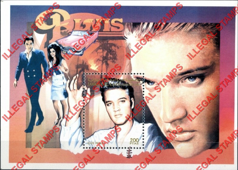 Sahara Occ. RASD 1996 Elvis Presley (Young Elvis) Counterfeit Illegal Stamp Souvenir Sheet of 1 Sahara Occ. RASD 1996 Elvis Presley (Young Elvis) Counterfeit Illegal Stamp Souvenir Sheet of 1