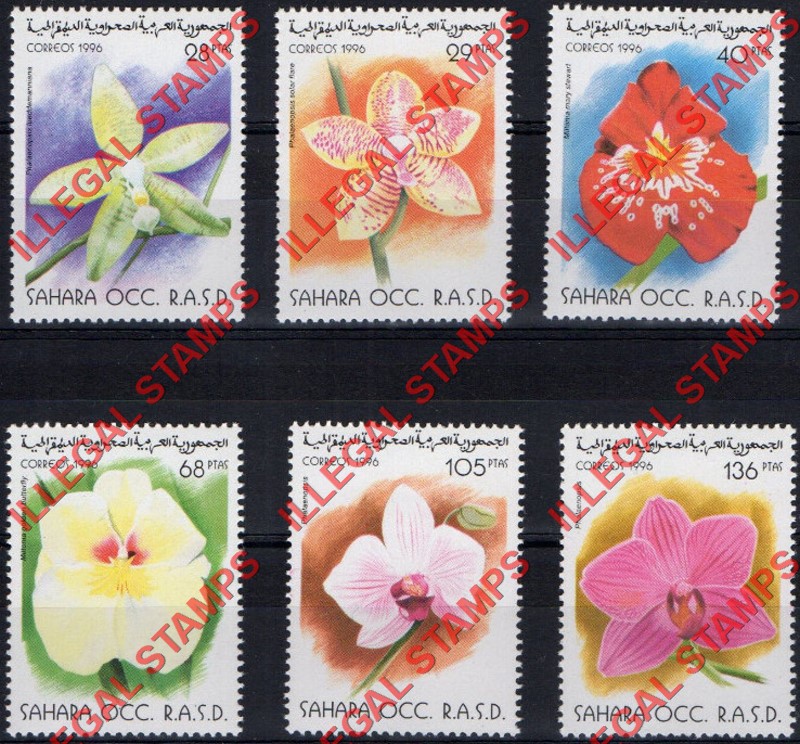 Sahara Occ. RASD 1996 Flowers Orchids Counterfeit Illegal Stamp Set of 6 Sahara Occ. RASD 1996 Flowers Orchids Counterfeit Illegal Stamp Set of 6