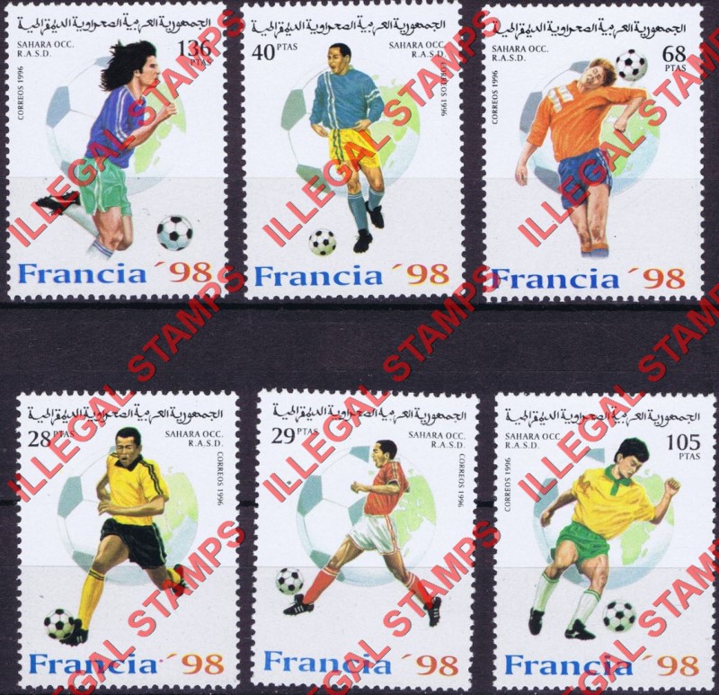 Sahara Occ. RASD 1996 Football Soccer Francia 1998 Counterfeit Illegal Stamp Set of 6 Sahara Occ. RASD 1996 Football Soccer Francia 1998 Counterfeit Illegal Stamp Set of 6