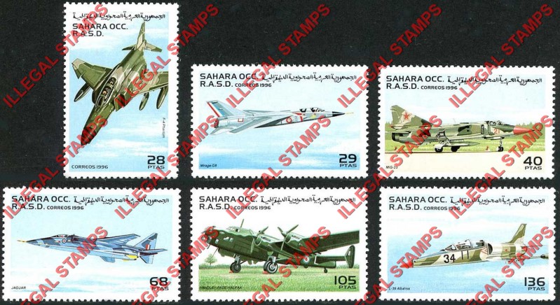 Sahara Occ. RASD 1996 Military Aircraft Counterfeit Illegal Stamp Set of 6 Sahara Occ. RASD 1996 Military Aircraft Counterfeit Illegal Stamp Set of 6