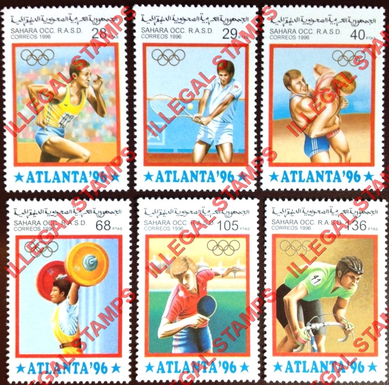 Sahara Occ. RASD 1996 Olympic Games in Atlanta Counterfeit Illegal Stamp Set of 6 Sahara Occ. RASD 1996 Olympic Games in Atlanta Counterfeit Illegal Stamp Set of 6