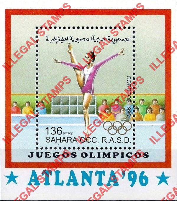 Sahara Occ. RASD 1996 Olympic Games in Atlanta Counterfeit Illegal Stamp Souvenir Sheet of 1 Sahara Occ. RASD 1996 Olympic Games in Atlanta Counterfeit Illegal Stamp Souvenir Sheet of 1