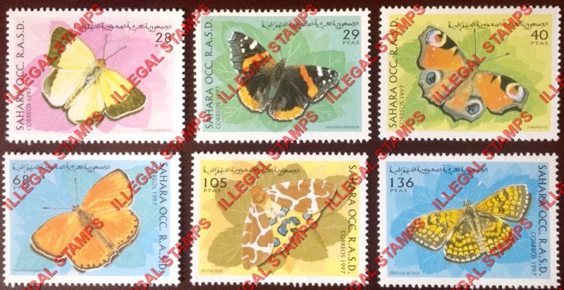 Sahara Occ. RASD 1997 Butterflies Counterfeit Illegal Stamp Set of 6 Sahara Occ. RASD 1997 Butterflies Counterfeit Illegal Stamp Set of 6