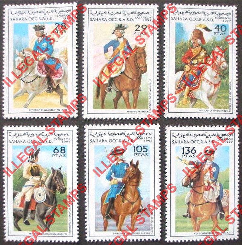 Sahara Occ. RASD 1997 Soldiers Uniforms Counterfeit Illegal Stamp Set of 6 Sahara Occ. RASD 1997 Soldiers Uniforms Counterfeit Illegal Stamp Set of 6