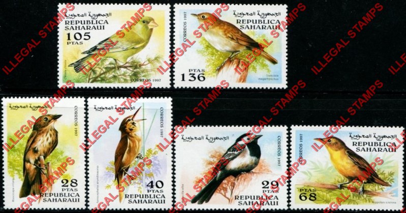 Republica Saharaui 1997 Birds Counterfeit Illegal Stamp Set of 6 Republica Saharaui 1997 Birds Counterfeit Illegal Stamp Set of 6