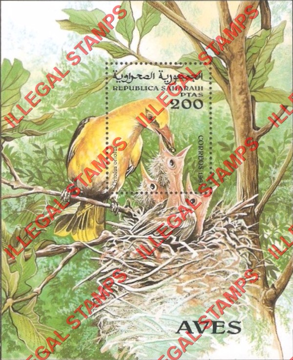 Republica Saharaui 1997 Birds Counterfeit Illegal Stamp Souvenir Sheet of 1 Republica Saharaui 1997 Birds Counterfeit Illegal Stamp Souvenir Sheet of 1