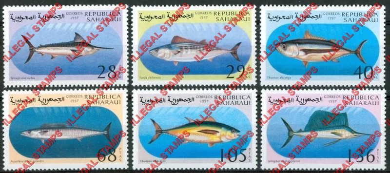 Republica Saharaui 1997 Fish Counterfeit Illegal Stamp Set of 6 Republica Saharaui 1997 Fish Counterfeit Illegal Stamp Set of 6