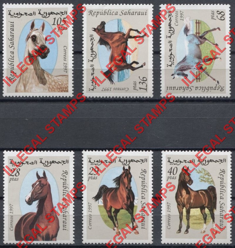 Republica Saharaui 1997 Horses Counterfeit Illegal Stamp Set of 6 Republica Saharaui 1997 Horses Counterfeit Illegal Stamp Set of 6