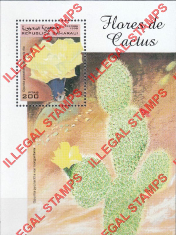 Republica Saharaui 1998 Cactus Cacti Flowers Counterfeit Illegal Stamp Souvenir Sheet of 1 Republica Saharaui 1998 Cactus Cacti Flowers Counterfeit Illegal Stamp Souvenir Sheet of 1