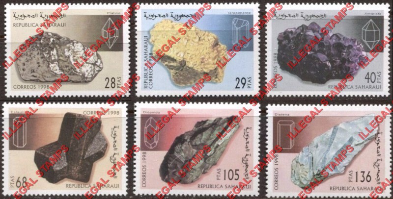Republica Saharaui 1998 Minerals Counterfeit Illegal Stamp Set of 6 Republica Saharaui 1998 Minerals Counterfeit Illegal Stamp Set of 6