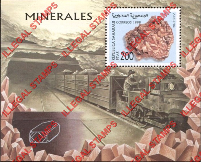 Republica Saharaui 1998 Minerals Counterfeit Illegal Stamp Souvenir Sheet of 1 Republica Saharaui 1998 Minerals Counterfeit Illegal Stamp Souvenir Sheet of 1
