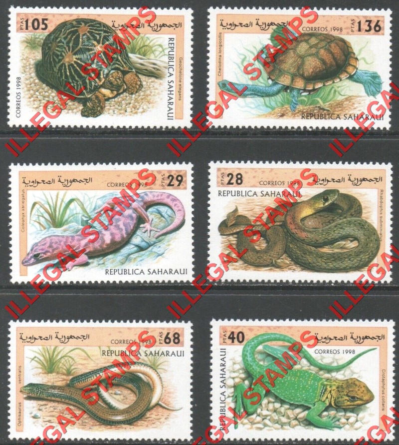 Republica Saharaui 1998 Reptiles Counterfeit Illegal Stamp Set of 6 Republica Saharaui 1998 Reptiles Counterfeit Illegal Stamp Set of 6