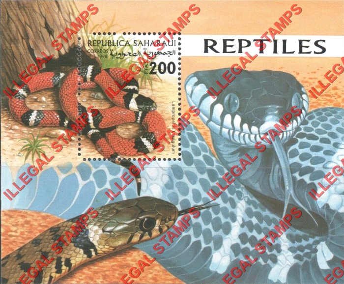 Republica Saharaui 1998 Reptiles Counterfeit Illegal Stamp Souvenir Sheet of 1 Republica Saharaui 1998 Reptiles Counterfeit Illegal Stamp Souvenir Sheet of 1