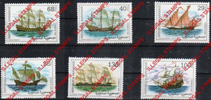 Republica Saharaui 1998 Sailing Ships Counterfeit Illegal Stamp Set of 6 Republica Saharaui 1998 Sailing Ships Counterfeit Illegal Stamp Set of 6