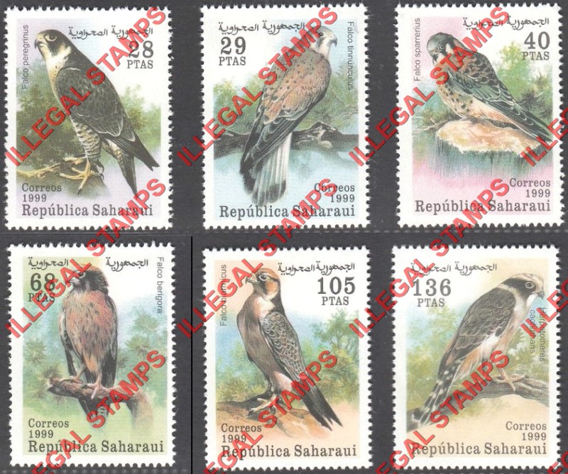 Republica Saharaui 1999 Birds of Prey Counterfeit Illegal Stamp Set of 6 Republica Saharaui 1999 Birds of Prey Counterfeit Illegal Stamp Set of 6