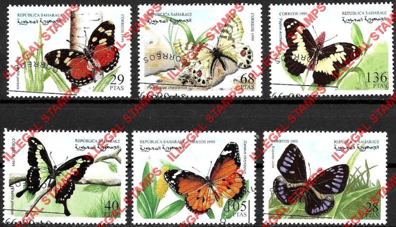 Republica Saharaui 1999 Butterflies Counterfeit Illegal Stamp Set of 6 Republica Saharaui 1999 Butterflies Counterfeit Illegal Stamp Set of 6
