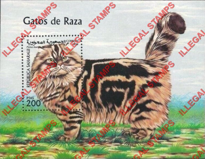 Republica Saharaui 1999 Cats Counterfeit Illegal Stamp Souvenir Sheet of 1 Republica Saharaui 1999 Cats Counterfeit Illegal Stamp Souvenir Sheet of 1