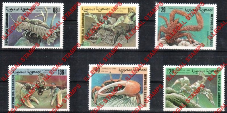 Republica Saharaui 1999 Crabs Counterfeit Illegal Stamp Set of 6 Republica Saharaui 1999 Crabs Counterfeit Illegal Stamp Set of 6