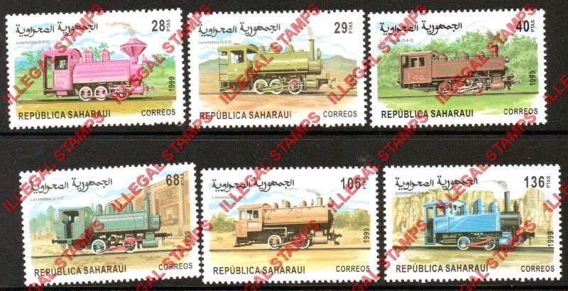 Republica Saharaui 1999 Locomotives Counterfeit Illegal Stamp Set of 6 Republica Saharaui 1999 Locomotives Counterfeit Illegal Stamp Set of 6