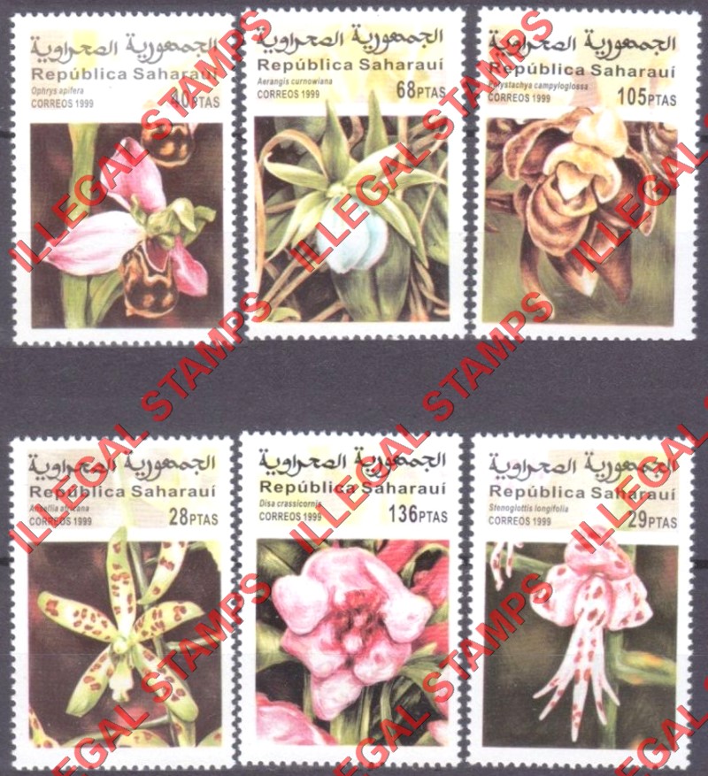 Republica Saharaui 1999 Orchids Flowers Counterfeit Illegal Stamp Set of 6 Republica Saharaui 1999 Orchids Flowers Counterfeit Illegal Stamp Set of 6