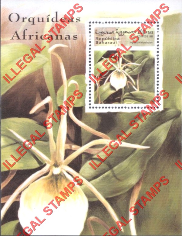 Republica Saharaui 1999 Orchids Flowers Counterfeit Illegal Stamp Souvenir Sheet of 1 Republica Saharaui 1999 Orchids Flowers Counterfeit Illegal Stamp Souvenir Sheet of 1