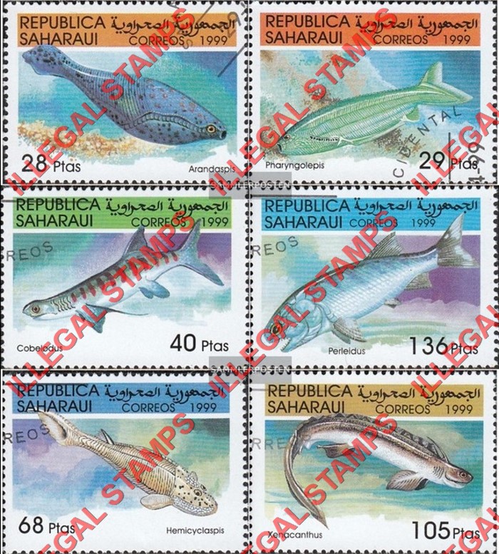 Republica Saharaui 1999 Prehistoric Fish Counterfeit Illegal Stamp Set of 6 Republica Saharaui 1999 Prehistoric Fish Counterfeit Illegal Stamp Set of 6